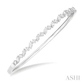 1 1/3 ctw Marquise and Round Cut Diamond Stackable Bangle in 14K White Gold